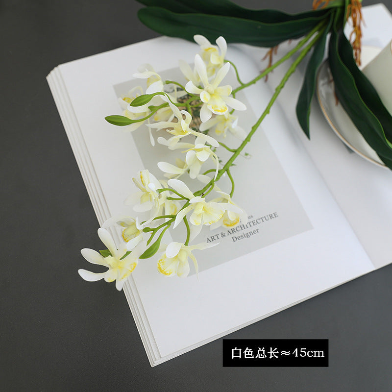 Single Stem Faux Orchid Plant in Milan-Style Pot - Elegant Home Décor for Table Centerpiece and Minimalist Interior Design Enhancement