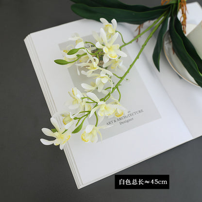 Single Stem Faux Orchid Plant in Milan-Style Pot - Elegant Home Décor for Table Centerpiece and Minimalist Interior Design Enhancement