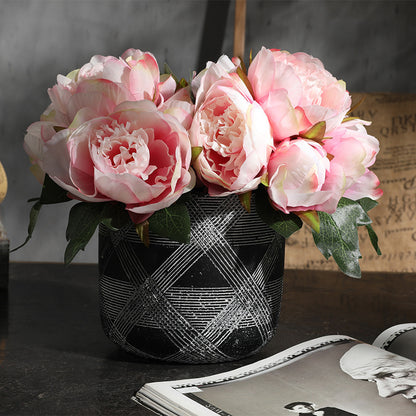 Realistic 6-Head Peony Flower Bouquet - Stunning Faux Floral Home Decor for Elegant Arrangements and Timeless Charm