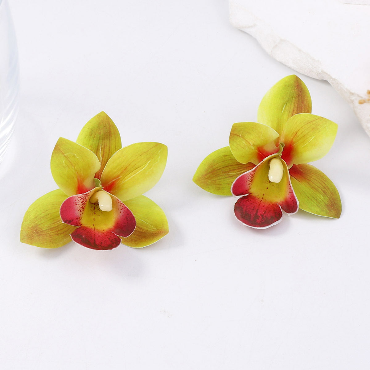 Exaggerated Personality Artificial Fabric Orchid Flower Multi-Layer Earrings for Women - Perfect for Everyday Commuting and Vacation Wear