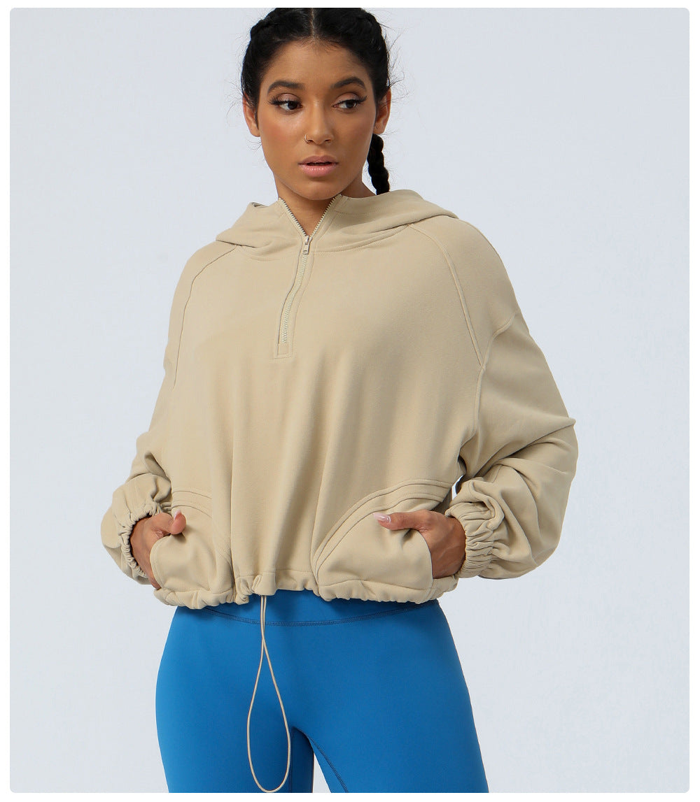 Women's Casual Loose Fit Zip Up Hoodie for Outdoor Running and Yoga Comfortable Long Sleeve Sweatshirt for Fitness and Everyday Wear