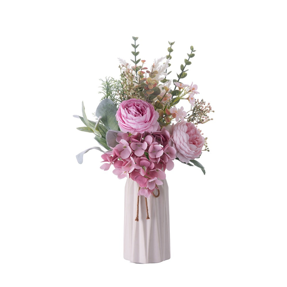 Elegant Hydrangea and Lotus Floral Handheld Bouquet - Perfect for Home Decor, Weddings, and Wall Art - CF01384