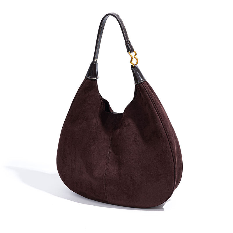 Vintage Inspired Chic Velvet Tote Bag Luxurious Leather Shoulder Bag with Large Capacity for Everyday Use