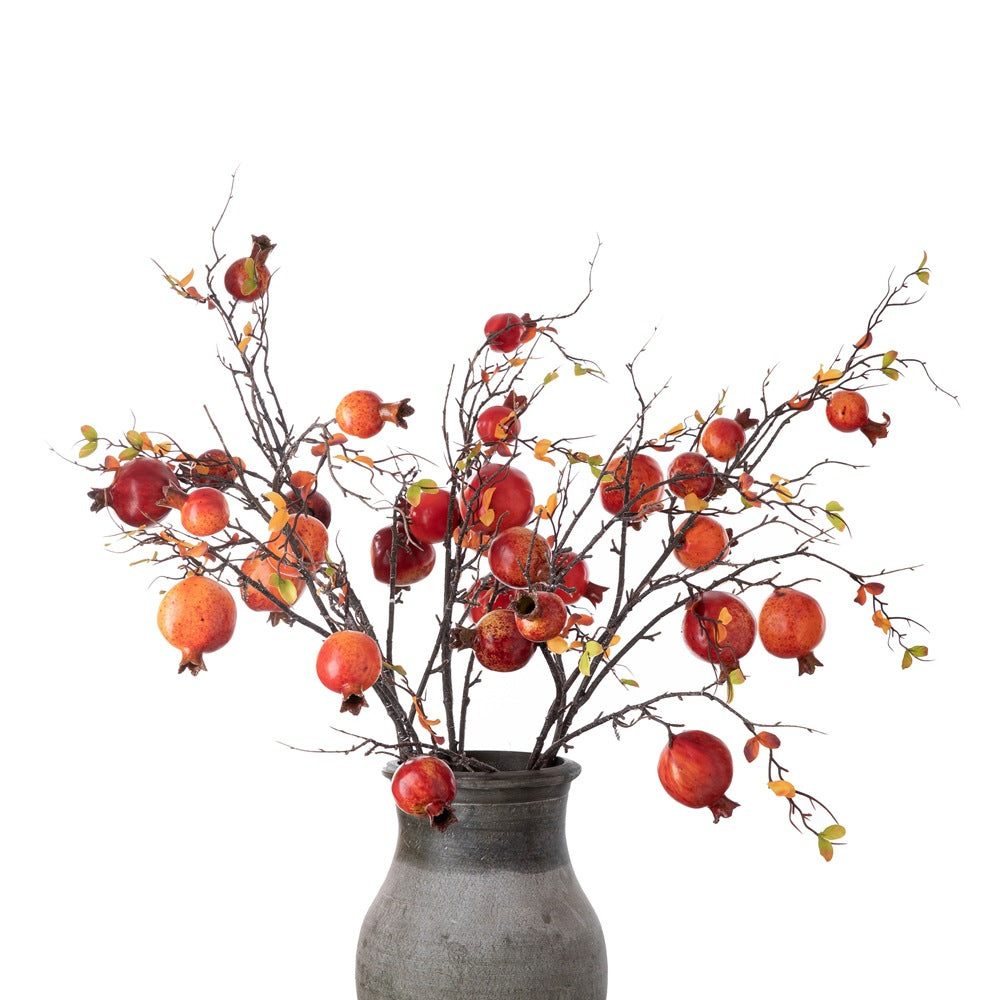 Vibrant Faux Pomegranate and Rose Bouquet - Stunning Autumn Leaves Home Decor, Perfect for Elegant Floral Arrangements and Lasting Beauty INSMW10893