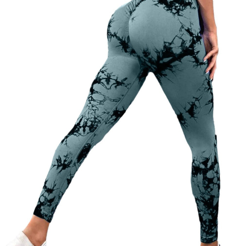 Seamless Tie Dye V Waist Yoga Pants for Women High Waist Butt Lifting Leggings for Running Fitness and Athleisure for a Peachy Bum