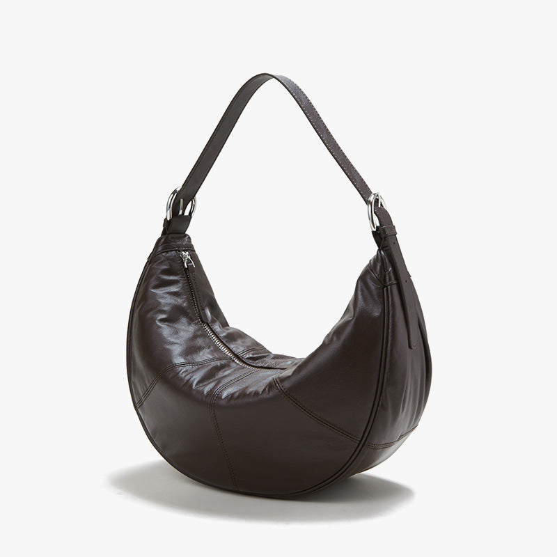 First Layer Cowhide Dumpling Bag and Casual High End Soft Cloud Crescent Bag with Large Capacity Genuine Leather Crossbody and Underarm Tote for Effortless Elegance