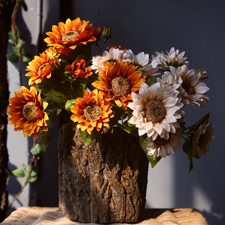 Stunning Oil Painting-Inspired Sunflower Faux Flowers for Living Room Décor – Perfect American Country Style Accent & Photography Prop