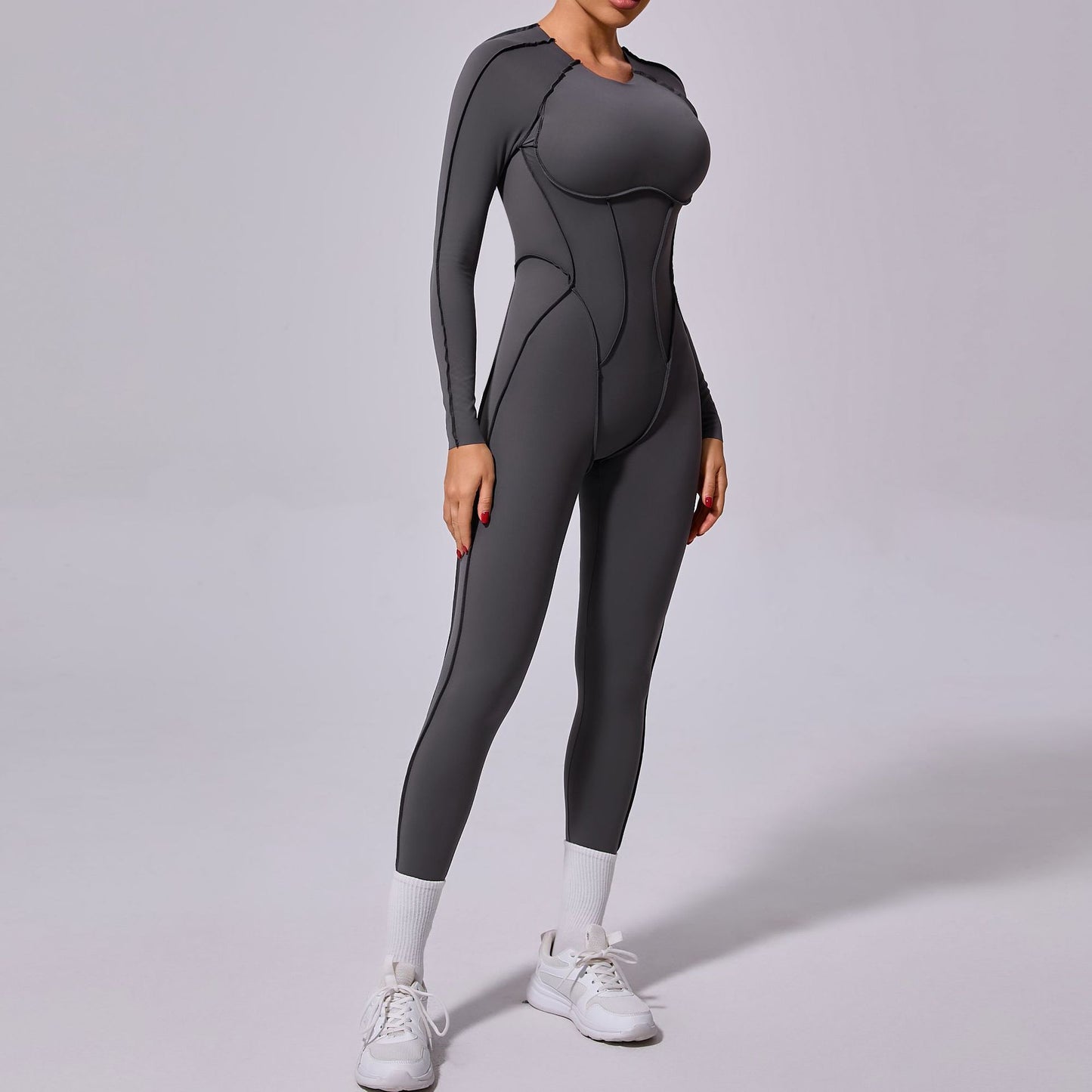 Winter One Piece Sports Bodysuit Long Sleeve Backless Yoga Outfit with Full Length Tights for Comfort and Style