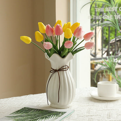 Realistic Miniature PU Tulips - Vibrant Artificial Silk Flowers for Home Décor, Arrangements, and Year-Round Enjoyment