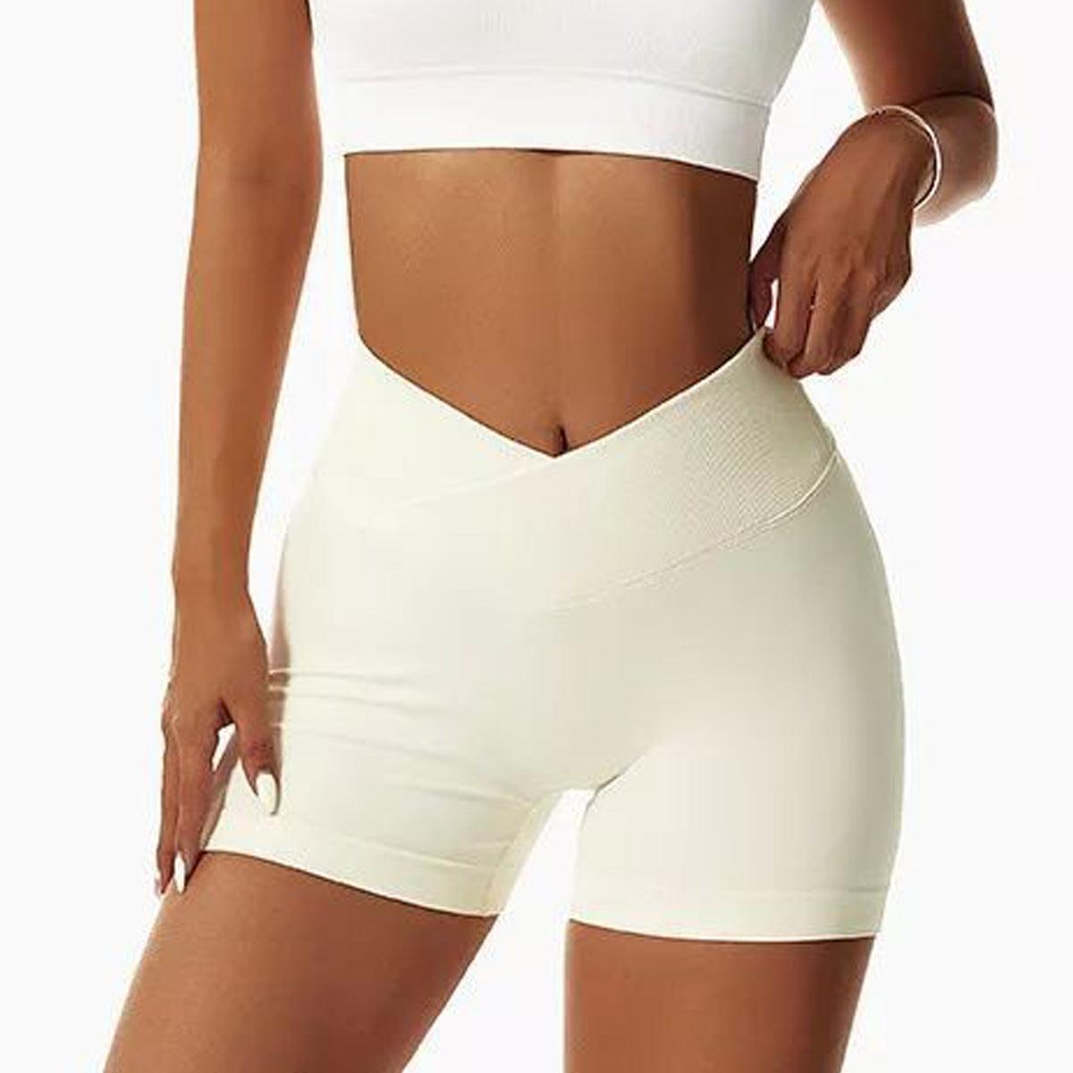 Custom Tailored High Waisted Yoga Shorts for Women Peach Butt Enhancing 3 4 Length Athletic Pants for Yoga Gym and Everyday Wear