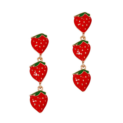 Chic Strawberry-Inspired Drip Oil Earrings - Unique, Luxurious, and Versatile Accessories for Women