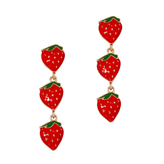 Chic Strawberry-Inspired Drip Oil Earrings - Unique, Luxurious, and Versatile Accessories for Women