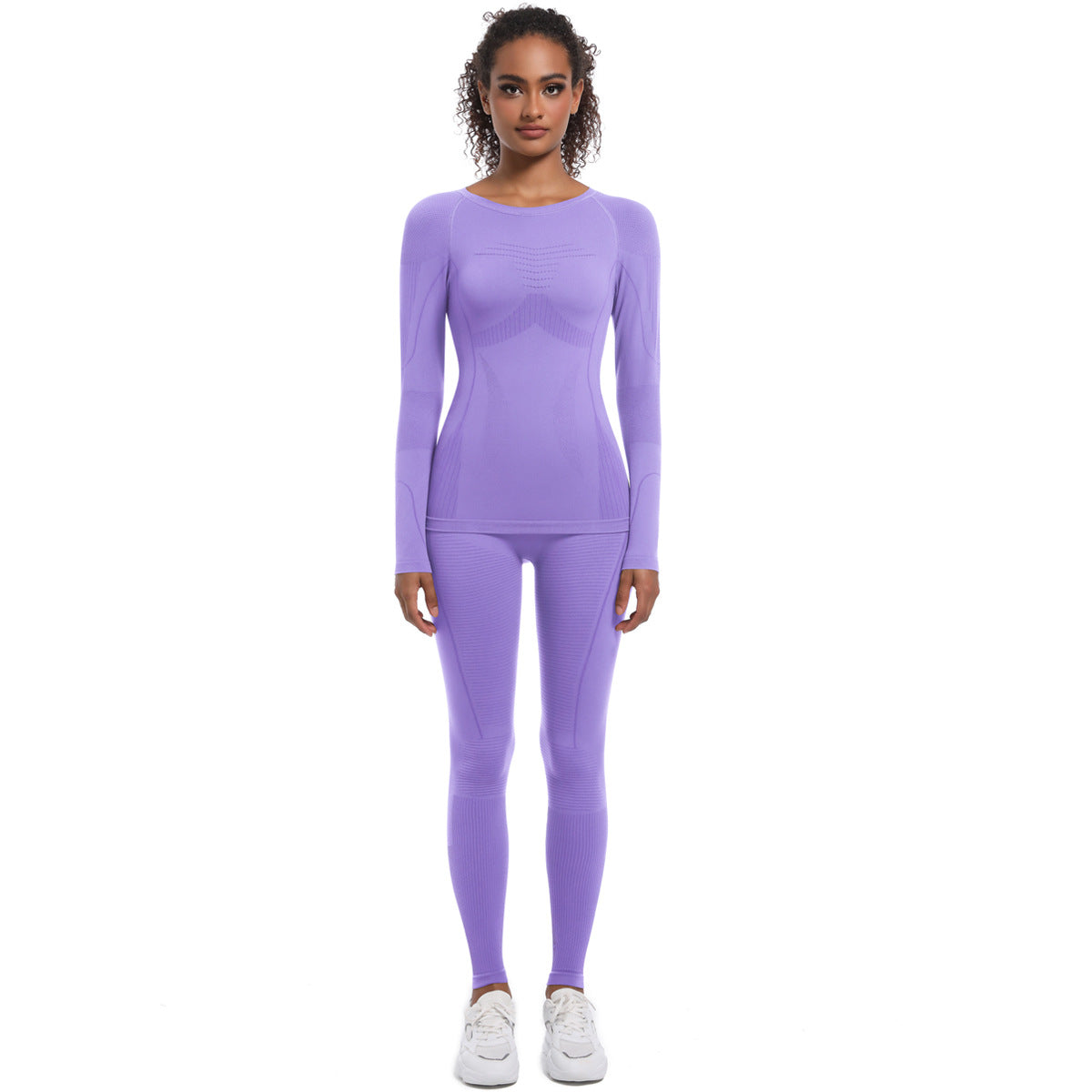 Seamless Knitted Outdoor Cycling Apparel Long Sleeve Sports Yoga Bodysuit Ski Suit Set for Comfort and Style