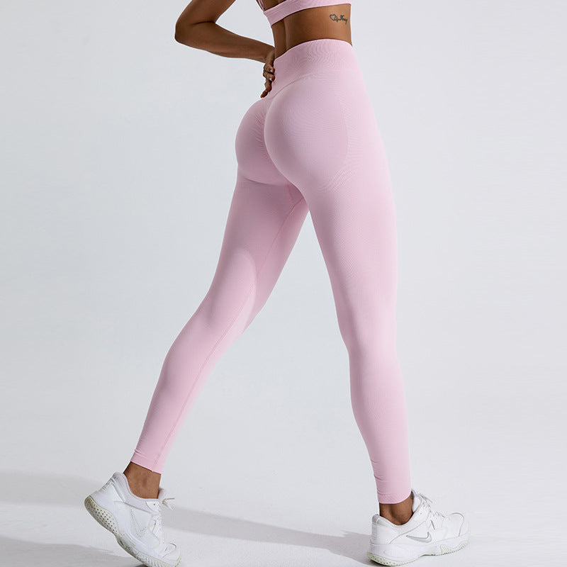 Seamless Peach Lift Yoga Pants for Women V Curve Shaping Tight Leggings for Outdoor Sports and Fitness