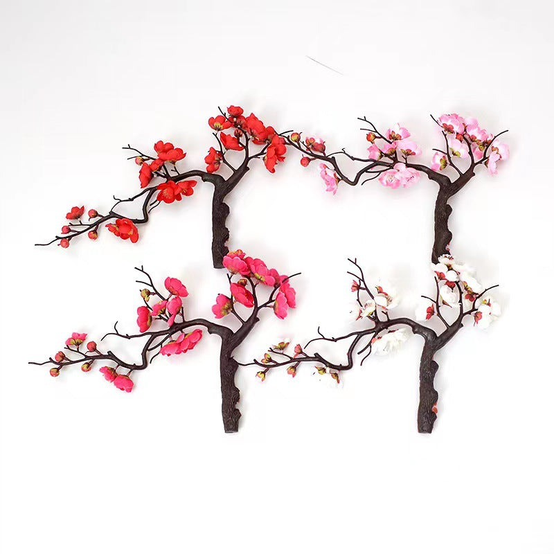 Realistic Single Branch Wax Plum Blossom - Elegant Faux Flower Arrangement for Living Room Decor, Wedding Decoration, and Potted Bonsai Display