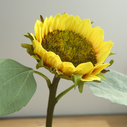 Realistic Sunflower Decoration - Faux Silk Sunflower Table Centerpiece - Short Stem Artificial Flowers for Home Decor and Dining Table Accents