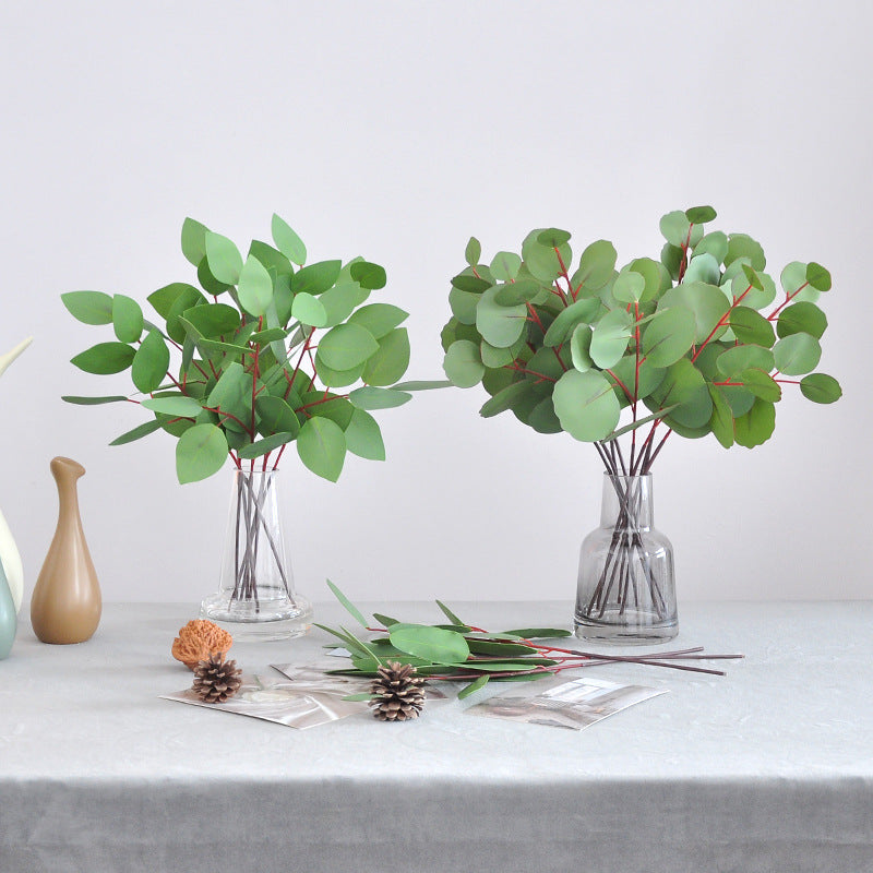 Realistic Eucalyptus Leaf Bouquet - 3D Printed Faux Eucalyptus Arrangements - Fresh Green Heart-Shaped Decorative Plants for Home and Office Décor