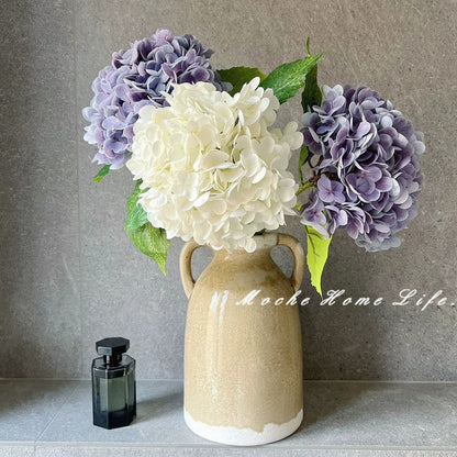 Realistic Blue Hydrangea Faux Flower Bouquet - Moisture-Resistant, Soft Touch Decoration for Living Room Floral Arrangements - Perfect Home Accent Piece!