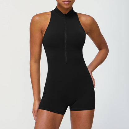 Women's Full Body Yoga Jumpsuit with Zipper Sculpting and Tummy Control Fitness Bodysuit for a ly Shaped Silhouette and Enhanced Curves