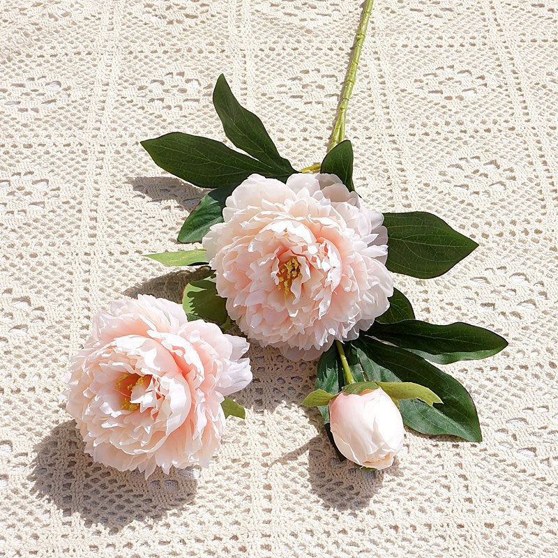 Realistic Artificial Peony Floral Arrangement - 3-Head Yang Fei Peony for Home Decor, Wedding Events, and Photography Styling