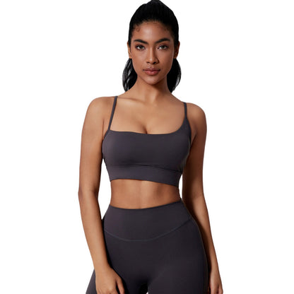 Asymmetrical Deep Cut Yoga Sports Bra with Open Back for Outdoor Running Gym Workouts and Everyday Active Wear