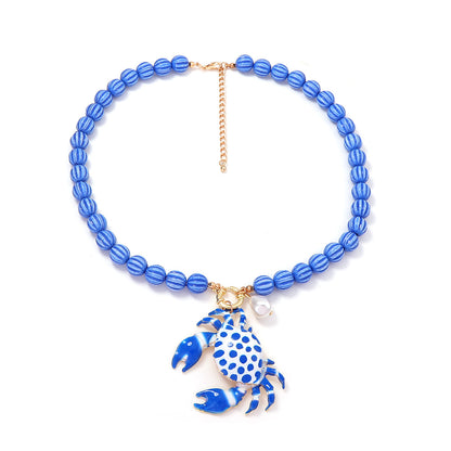 Beach Vacation-Inspired Ocean Life Pendant Necklace with Colorful Beaded Design - Perfect Summer Jewelry for Women