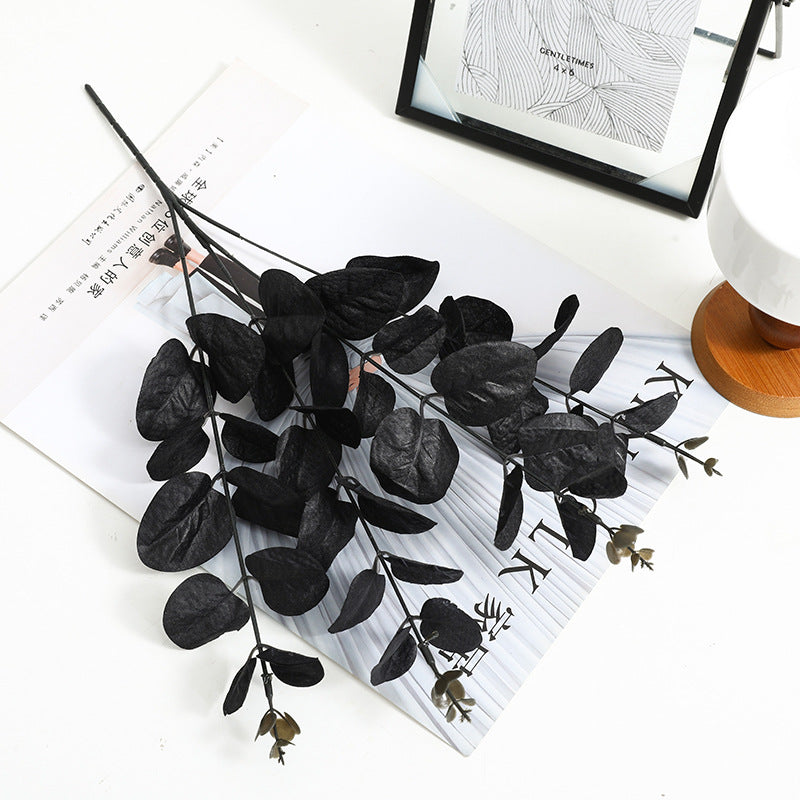 Black Money Plant Eucalyptus Bundle - Perfect for Halloween and Christmas Party Decorations, Lifelike Faux Floral Arrangement for Cozy Home Decor