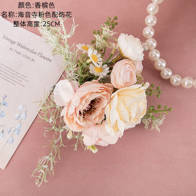 Elegant Pink Floral Artificial Arrangement by Haiyin Temple - Perfect for Home Decor, Weddings, and Wall Accents | Stunning Faux Flower Bouquet CF01213