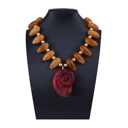 Exaggerated Ocean-Inspired Vacation Pendant Necklace with Colorful Beads and Shell Charm - Versatile, Luxurious, and Perfect for Every Occasion