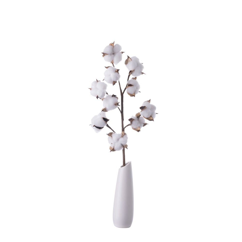 10-Stem Natural Cotton Branches Artificial Flowers for Home Decor and Wedding Bouquets - Perfect for Elegant Celebrations and Stylish Floral Arrangements - Model MW61177