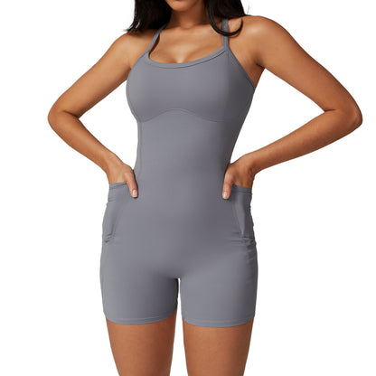 Slim Fit Backless Yoga Jumpsuit with Built In Bra Pads Quick Dry Sports Activewear for Comfort and Style Model 8671