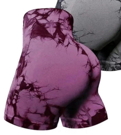 High Waisted Seamless Tie Dye Peachy Butt Yoga Shorts for Comfort and Style in Every Workout