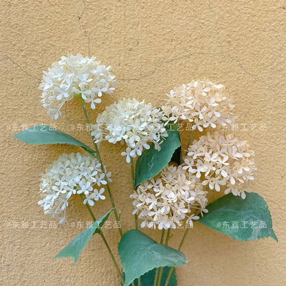 Elegant Scandinavian-Inspired Artificial Hydrangea Floral Arrangement - 3-Head Golden Hydrangea - Perfect for Wedding Decor, Hotel Interiors, and Stylish Home Accents