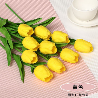 Realistic PU Tulip Artificial Flower Bouquet - Perfect Photo Prop and Elegant Home Décor for Living Room Floral Arrangements