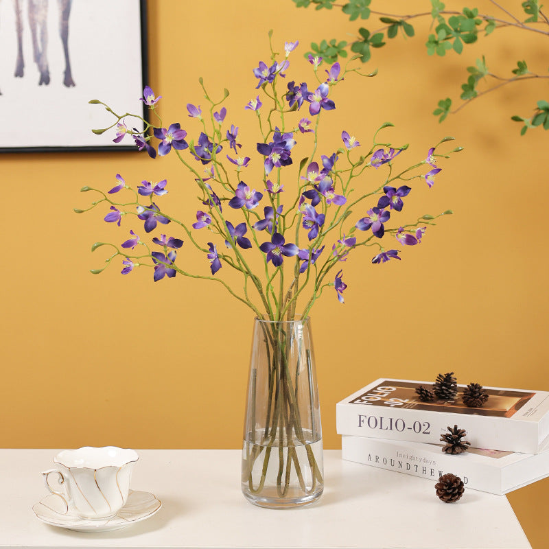 Realistic Delphinium and Orchid Artificial Flowers - Perfect for Wedding Decorations, Living Room Centerpieces, and Elegant Floral Arrangements