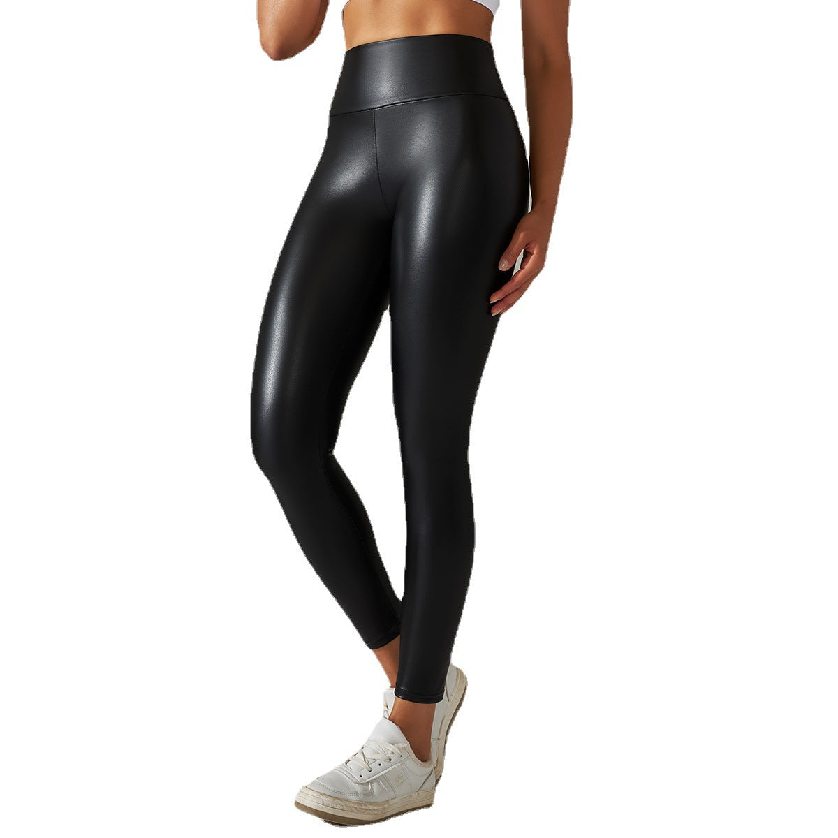 Colorful High Waisted Stretch PU Leather Leggings for Women Sculpting Butt Lifting Yoga Pants for Outdoor Wear