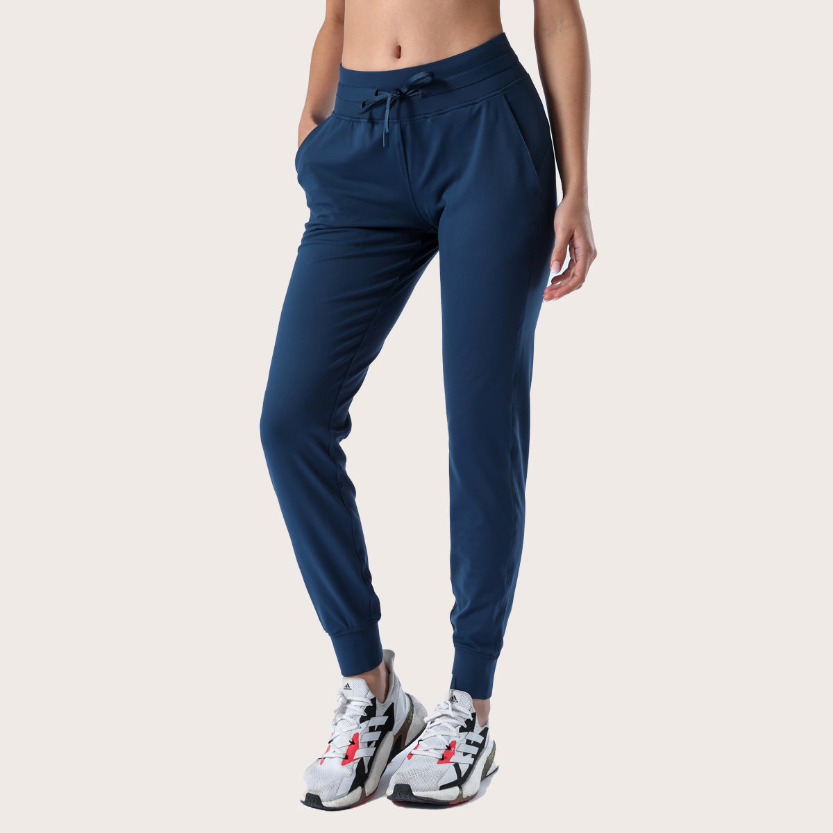 High Waisted Women's Jogging Pants Breathable 3 4 Length Yoga Fitness Leggings for Comfort and Performance