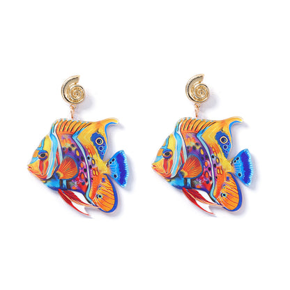 Quirky Minimalist Acrylic Ocean Animal Drop Earrings - Unique and Adorable Jewelry for Women