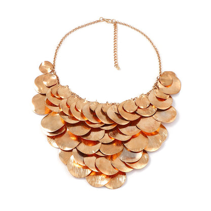Bold Hip-Hop Punk-Inspired Layered Geometric Metal Statement Necklace - Luxurious and Chic Minimalist Fashion Accessory