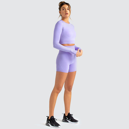 Seamless Yoga Outfit for Women High Waisted Running Fitness Top and Butt Lifting Compression Shorts Quick Dry Sports Set for Workouts