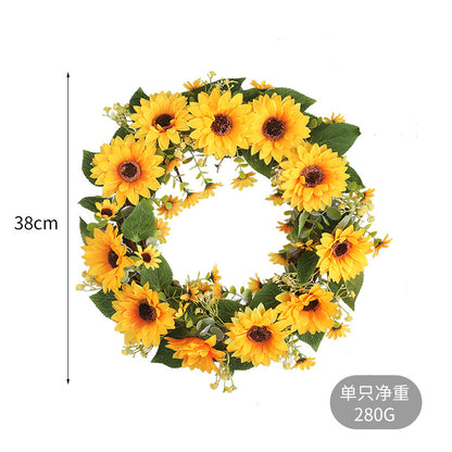 Lifelike Sunflower Wreath by Bilottis - Stunning Faux Floral Decoration for Living Room Doors and Store Windows