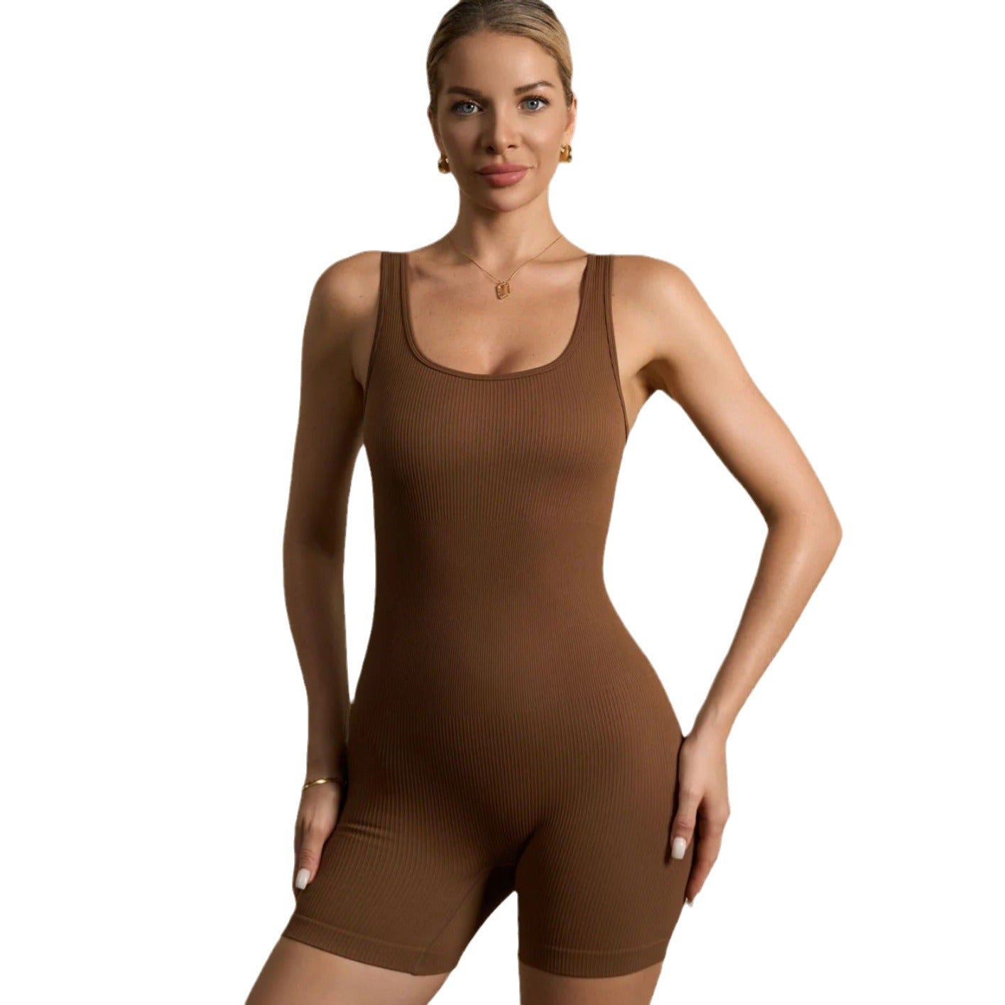 XY Seamless Knitted Ribbed Bodysuit for Sports Fitness and Yoga All in One Activewear Set for Comfort and Performance