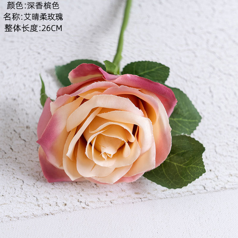 Elegant AI Qinger Single Stem Artificial Rose - Perfect for Home Decor, Weddings, and Gifts - Lifelike Greenery Ornament PJ1001