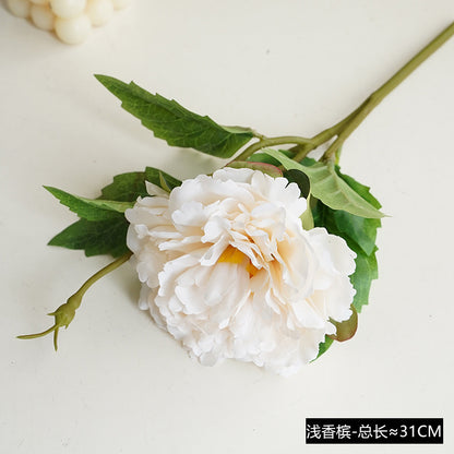 Luxury Simulation Silk Mini Peony Branch – Elegant Artificial Flowers for Scandinavian Home Décor, Hotels, Weddings, and Floral Arrangements