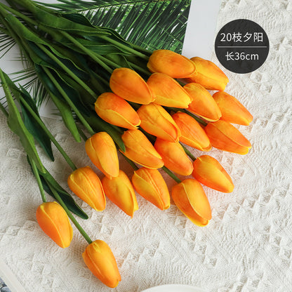 Realistic Miniature PU Tulips - Vibrant Artificial Silk Flowers for Home Décor, Arrangements, and Year-Round Enjoyment