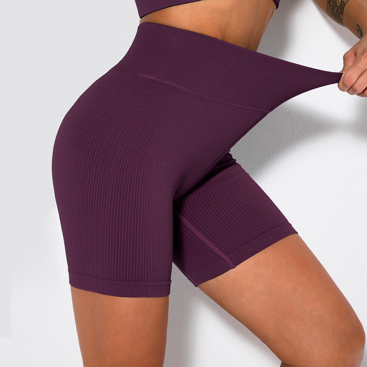 Seamless Solid Color Ribbed High Waisted Leggings for Women Ultra Stretchy Butt Lifting Yoga Pants for Running and Gym Workouts