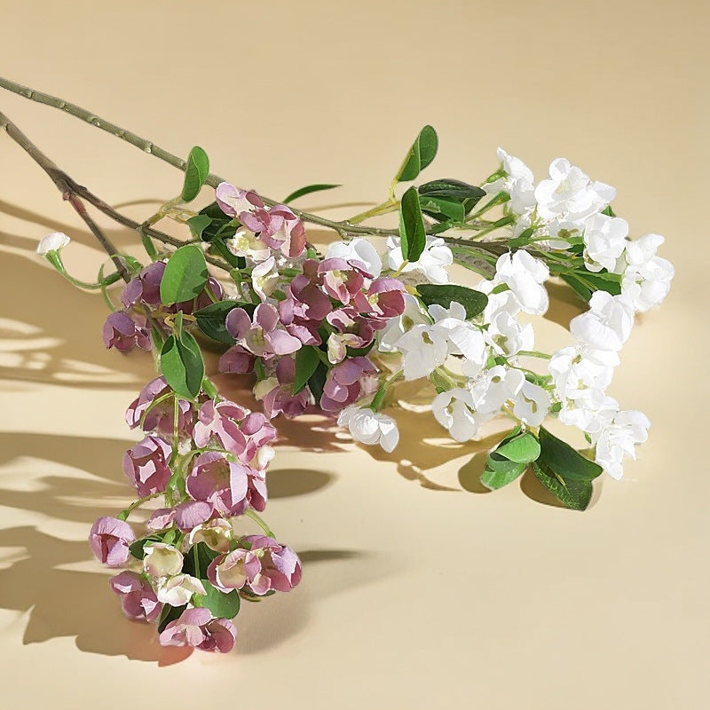 Realistic Faux Apple Blossom Branch - 2-Branch Artificial Flowers for Weddings, Home Decor, and Photography Enhancements