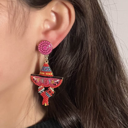 Chic & Fresh Geometric Alloy Letter Ear Drops for Women - Unique Creative Design with Adorable Aesthetic Beads