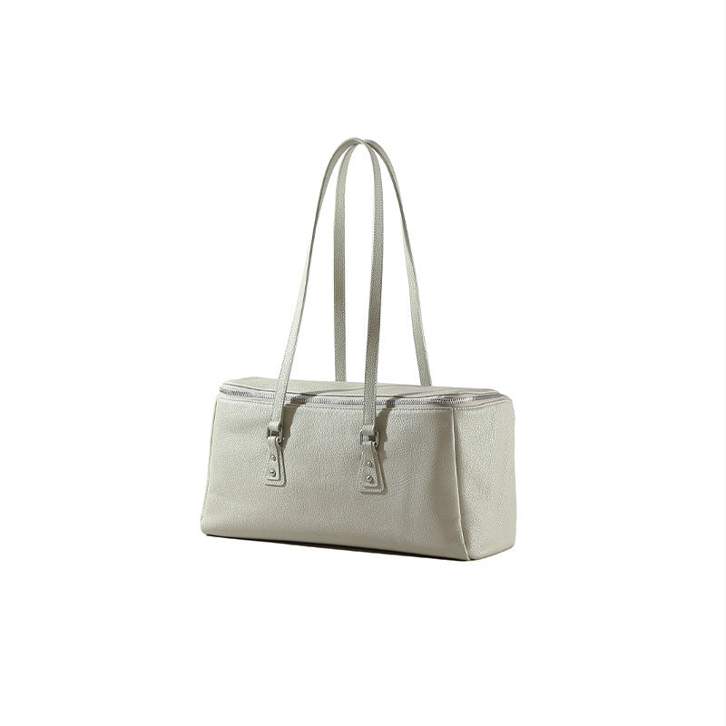 Genuine Leather Women's Handbag Spacious Cowhide Tote with Simple Design Versatile Shoulder Bag for Everyday Use