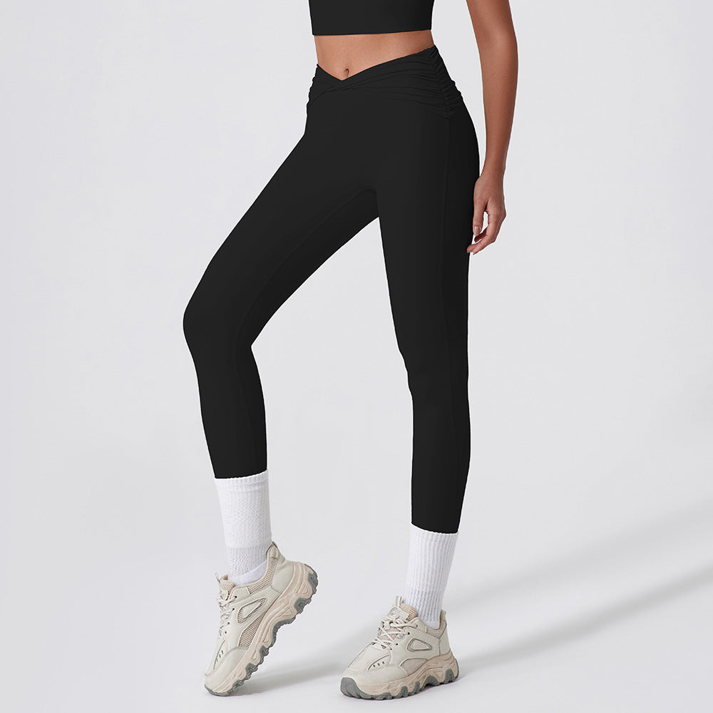 High Waisted Women's Quick Dry Yoga Pants with Twist Knot Butt Lifting Fitness Leggings for Running and Versatile Everyday Wear